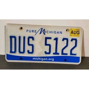 2022 Michigan #DUS-5122 License Plate Pure Michigan White And Blue